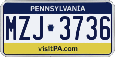 PA license plate MZJ3736