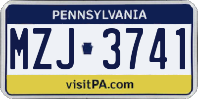 PA license plate MZJ3741