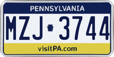 PA license plate MZJ3744