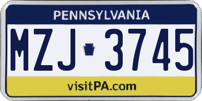PA license plate MZJ3745