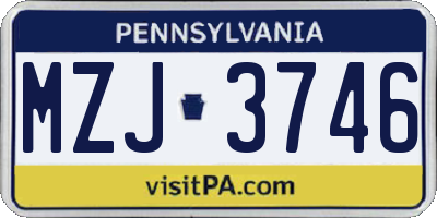 PA license plate MZJ3746