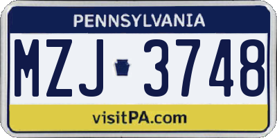 PA license plate MZJ3748