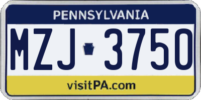 PA license plate MZJ3750