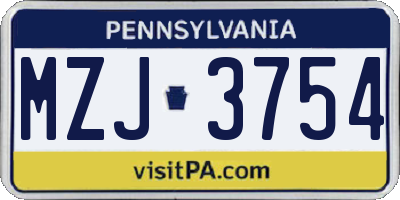 PA license plate MZJ3754