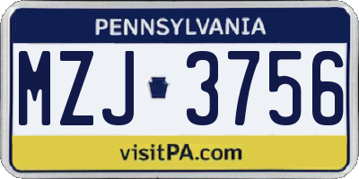 PA license plate MZJ3756