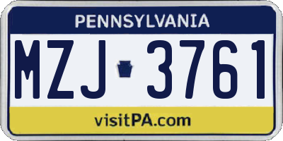 PA license plate MZJ3761