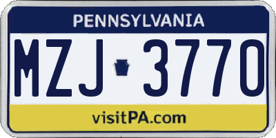 PA license plate MZJ3770