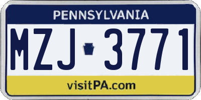 PA license plate MZJ3771