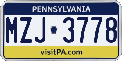 PA license plate MZJ3778