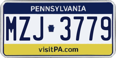 PA license plate MZJ3779