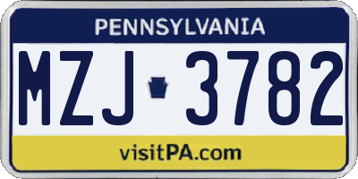 PA license plate MZJ3782