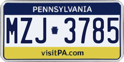 PA license plate MZJ3785