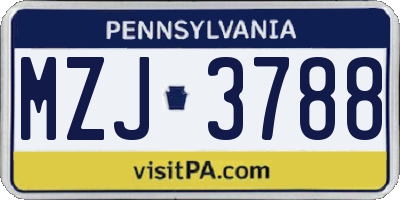 PA license plate MZJ3788