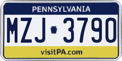 PA license plate MZJ3790