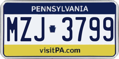 PA license plate MZJ3799