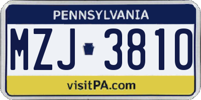 PA license plate MZJ3810