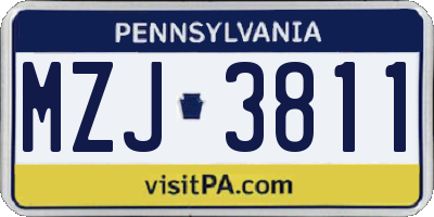 PA license plate MZJ3811