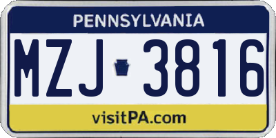 PA license plate MZJ3816