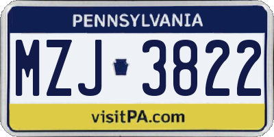 PA license plate MZJ3822