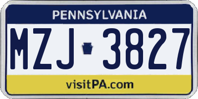 PA license plate MZJ3827