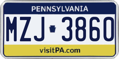 PA license plate MZJ3860