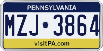 PA license plate MZJ3864