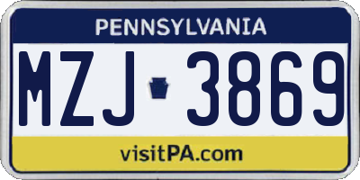 PA license plate MZJ3869