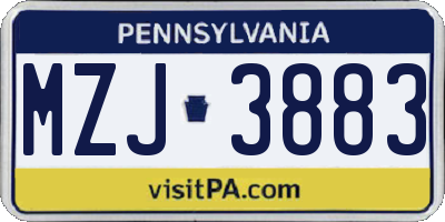 PA license plate MZJ3883