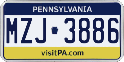 PA license plate MZJ3886