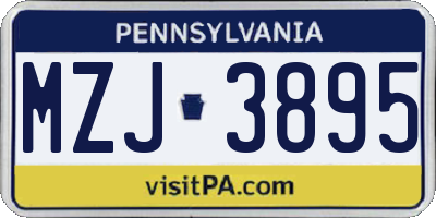 PA license plate MZJ3895