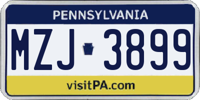 PA license plate MZJ3899