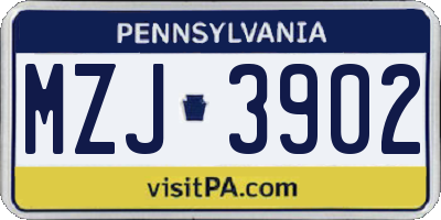 PA license plate MZJ3902