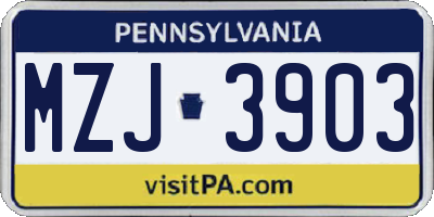 PA license plate MZJ3903