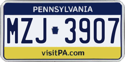 PA license plate MZJ3907