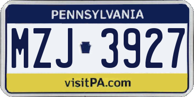 PA license plate MZJ3927