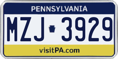 PA license plate MZJ3929
