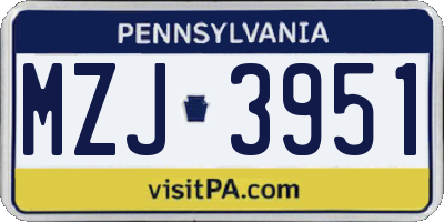 PA license plate MZJ3951