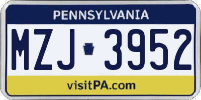 PA license plate MZJ3952