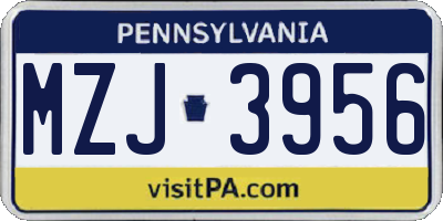 PA license plate MZJ3956