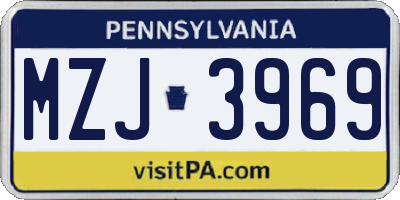 PA license plate MZJ3969
