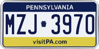 PA license plate MZJ3970