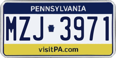 PA license plate MZJ3971