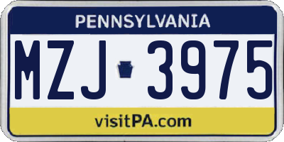 PA license plate MZJ3975