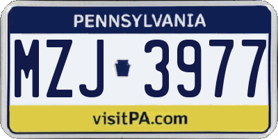 PA license plate MZJ3977