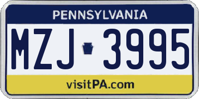 PA license plate MZJ3995