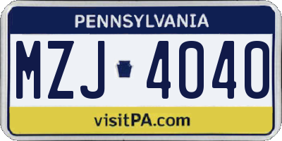 PA license plate MZJ4040