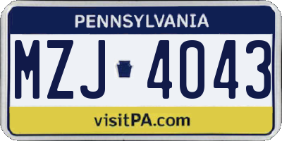 PA license plate MZJ4043