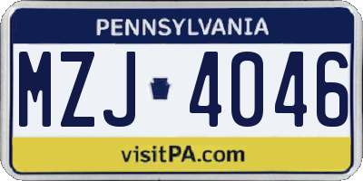 PA license plate MZJ4046