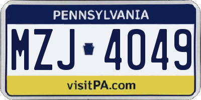 PA license plate MZJ4049
