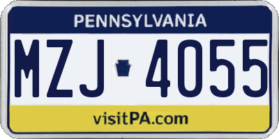 PA license plate MZJ4055